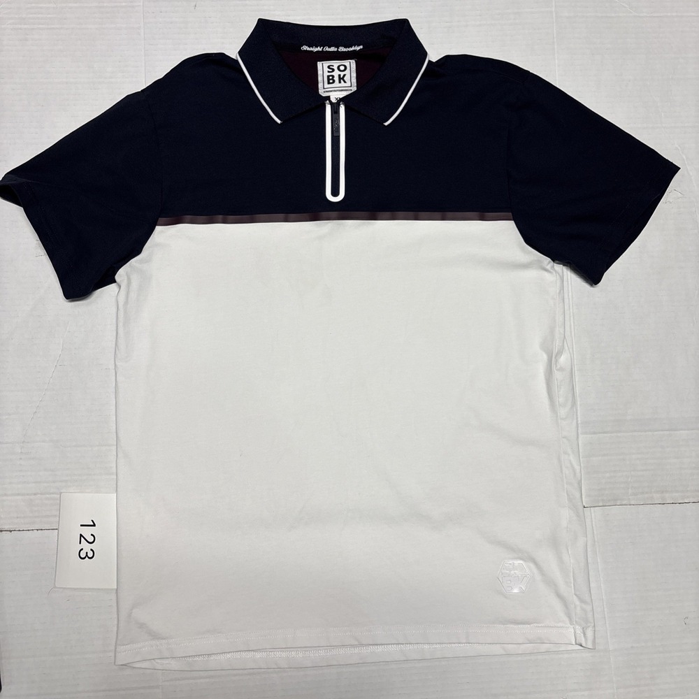 SOBK Straight Outta Brooklyn Men's XL Quarter-Zip Polo Navy White Burgundy